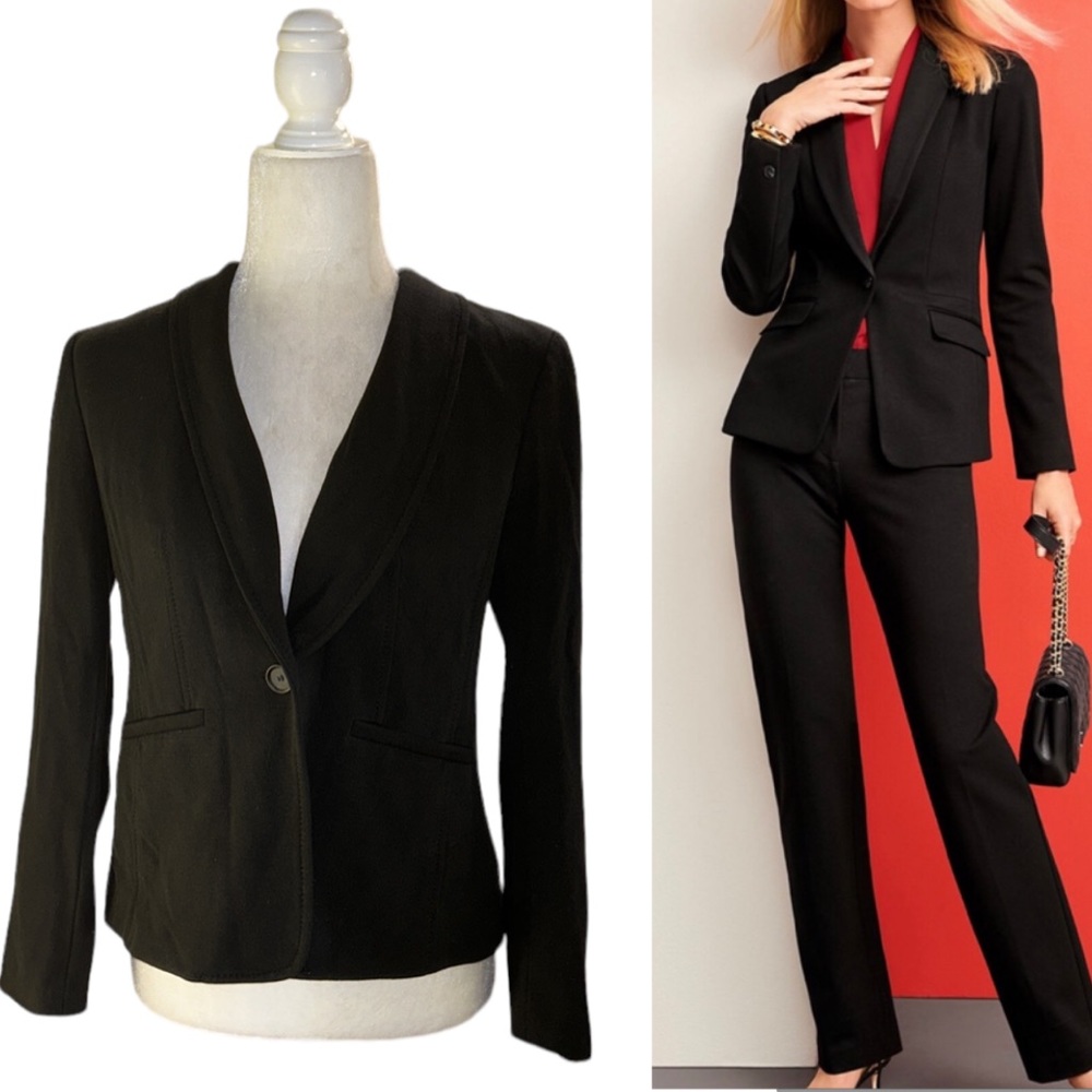 Talbots Italian Luxe Black Knit One Button Blazer - 4